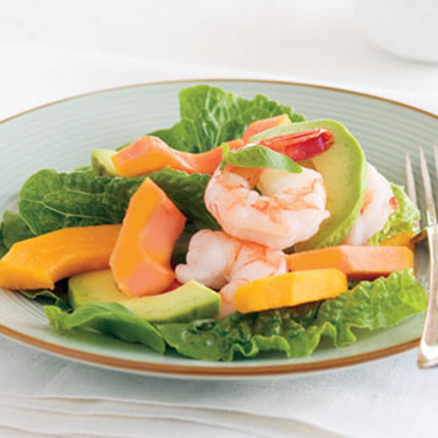 Dole Nz Prawn With Pawpaw Salad With Lemon Yoghurt Dressing
