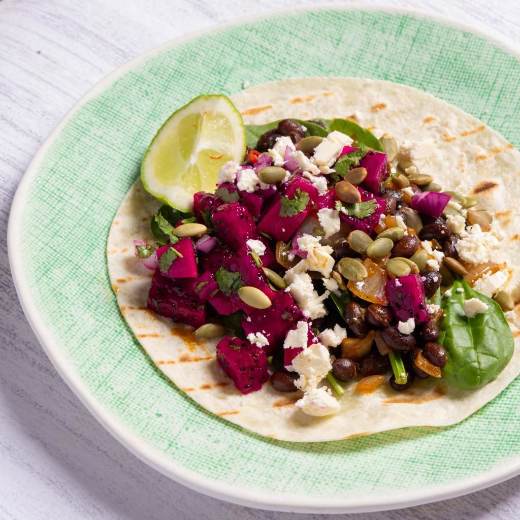Black Bean Tacos with Dragonfruit Salsa