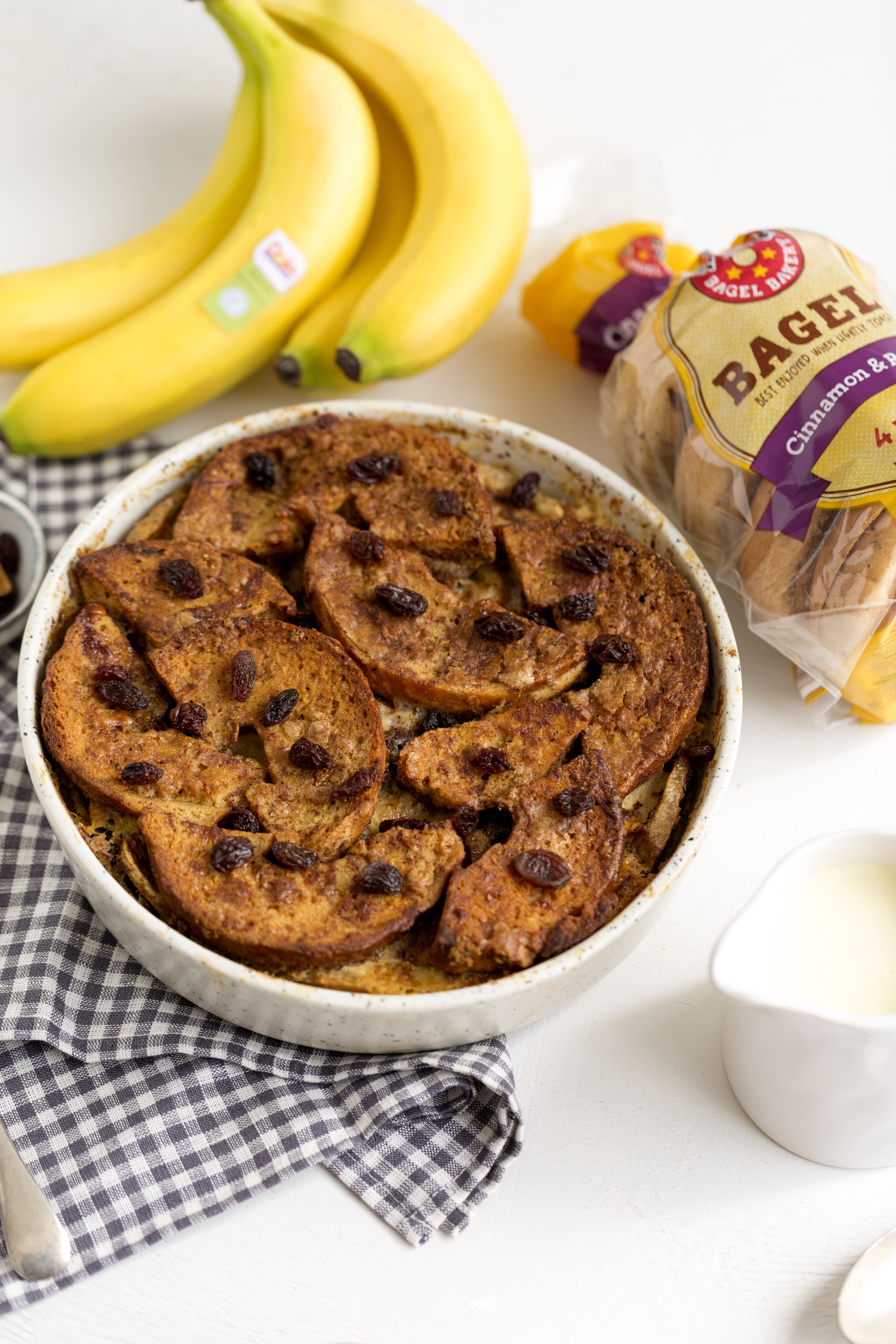 Dole NZ Abe’s Bagel and Butter pudding with banana and cinnamon